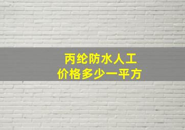 丙纶防水人工价格多少一平方