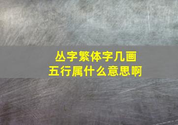 丛字繁体字几画五行属什么意思啊