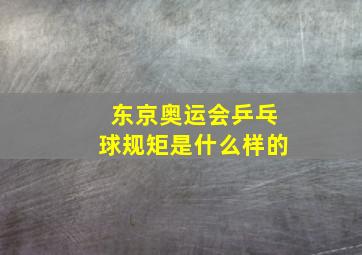 东京奥运会乒乓球规矩是什么样的