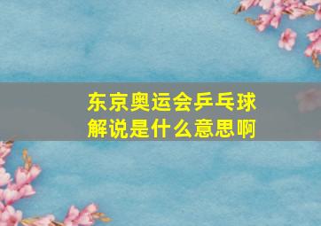 东京奥运会乒乓球解说是什么意思啊