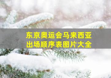 东京奥运会马来西亚出场顺序表图片大全