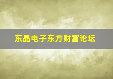 东晶电子东方财富论坛