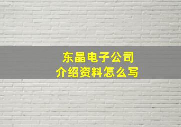 东晶电子公司介绍资料怎么写