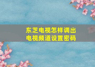 东芝电视怎样调出电视频道设置密码