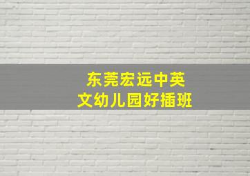 东莞宏远中英文幼儿园好插班