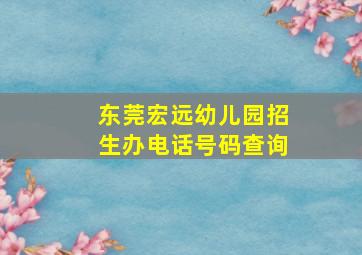 东莞宏远幼儿园招生办电话号码查询