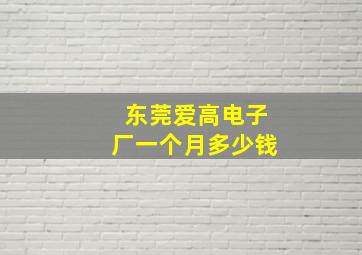 东莞爱高电子厂一个月多少钱