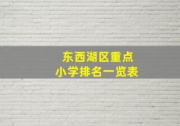 东西湖区重点小学排名一览表