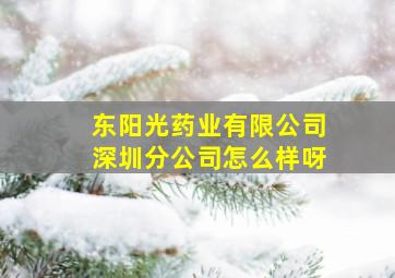 东阳光药业有限公司深圳分公司怎么样呀