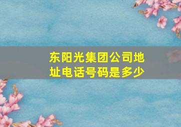 东阳光集团公司地址电话号码是多少