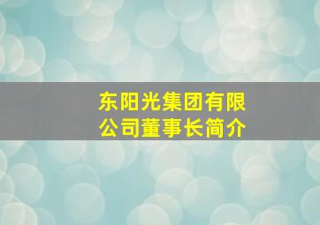 东阳光集团有限公司董事长简介