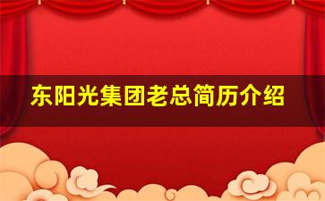 东阳光集团老总简历介绍