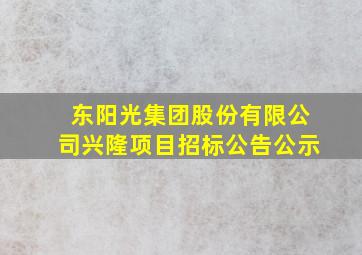 东阳光集团股份有限公司兴隆项目招标公告公示