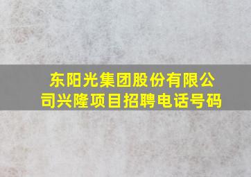 东阳光集团股份有限公司兴隆项目招聘电话号码