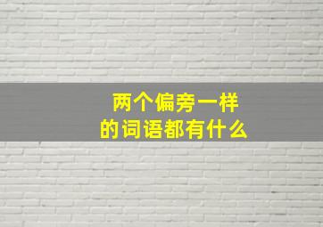 两个偏旁一样的词语都有什么