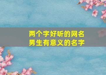 两个字好听的网名男生有意义的名字