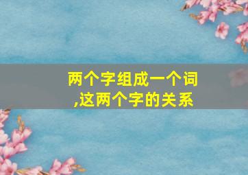 两个字组成一个词,这两个字的关系