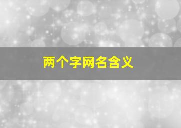 两个字网名含义