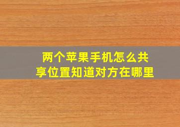 两个苹果手机怎么共享位置知道对方在哪里