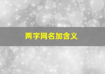 两字网名加含义