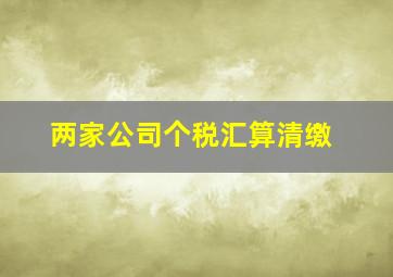 两家公司个税汇算清缴