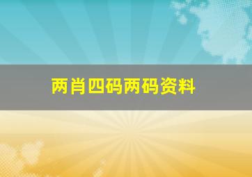 两肖四码两码资料