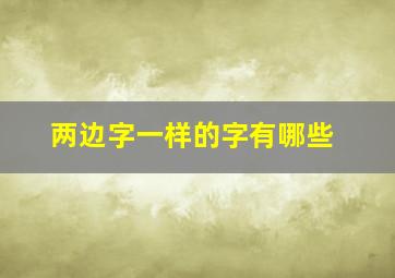 两边字一样的字有哪些