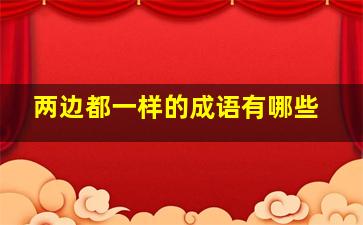 两边都一样的成语有哪些