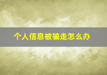 个人信息被骗走怎么办