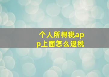 个人所得税app上面怎么退税