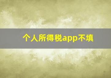 个人所得税app不填