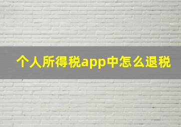 个人所得税app中怎么退税