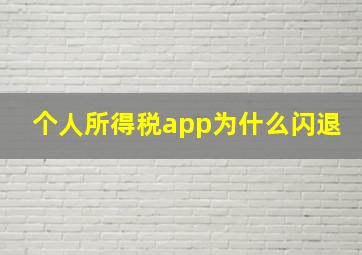 个人所得税app为什么闪退