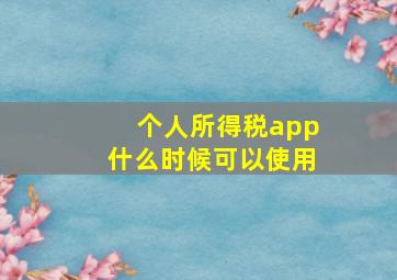 个人所得税app什么时候可以使用