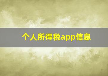 个人所得税app信息