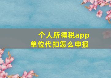 个人所得税app单位代扣怎么申报