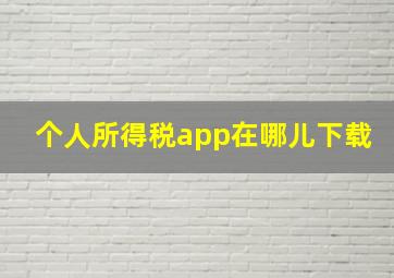 个人所得税app在哪儿下载