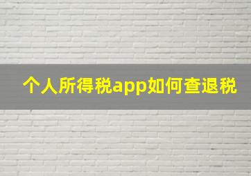 个人所得税app如何查退税