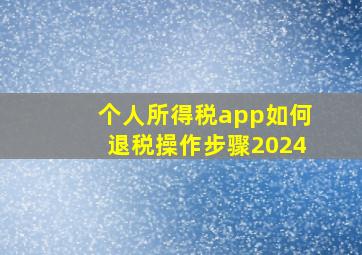 个人所得税app如何退税操作步骤2024