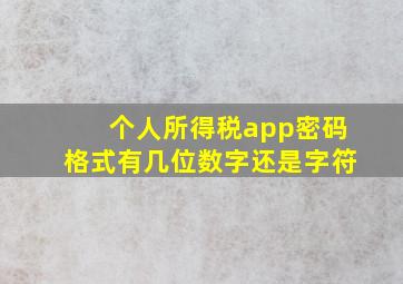 个人所得税app密码格式有几位数字还是字符