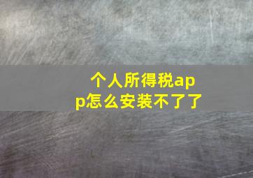 个人所得税app怎么安装不了了