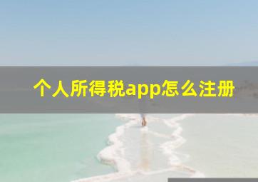 个人所得税app怎么注册