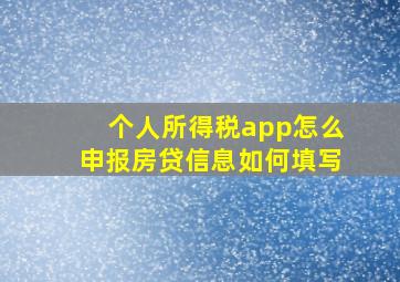 个人所得税app怎么申报房贷信息如何填写