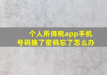 个人所得税app手机号码换了密码忘了怎么办