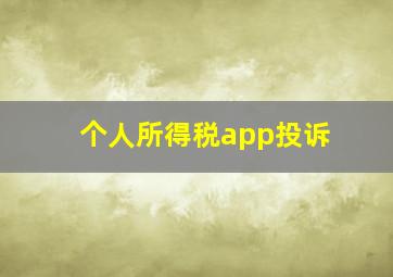 个人所得税app投诉