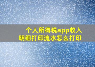 个人所得税app收入明细打印流水怎么打印