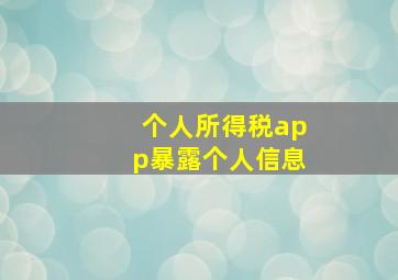 个人所得税app暴露个人信息