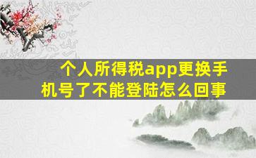 个人所得税app更换手机号了不能登陆怎么回事