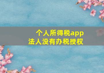 个人所得税app法人没有办税授权