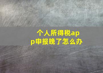 个人所得税app申报晚了怎么办